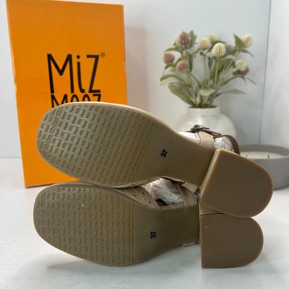 Miz Mooz Storrs Leather Slingback Heels Sandals Cream Women's 6.5/EU 37 Tried On - Picture 8 of 10